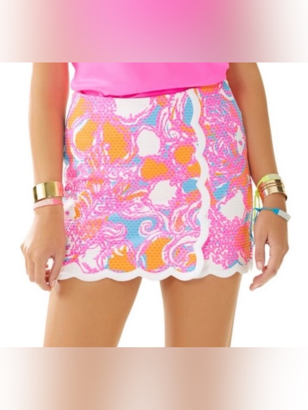 Lilly Pulitzer Shorely Blue Feeling Tanked Scalloped Michelina Skort Size 2